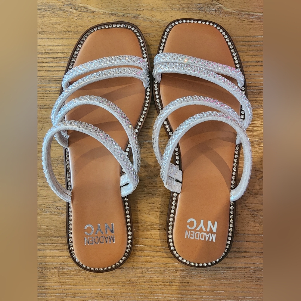 Madden NYC Women's Strappy Bling Flat Sandals